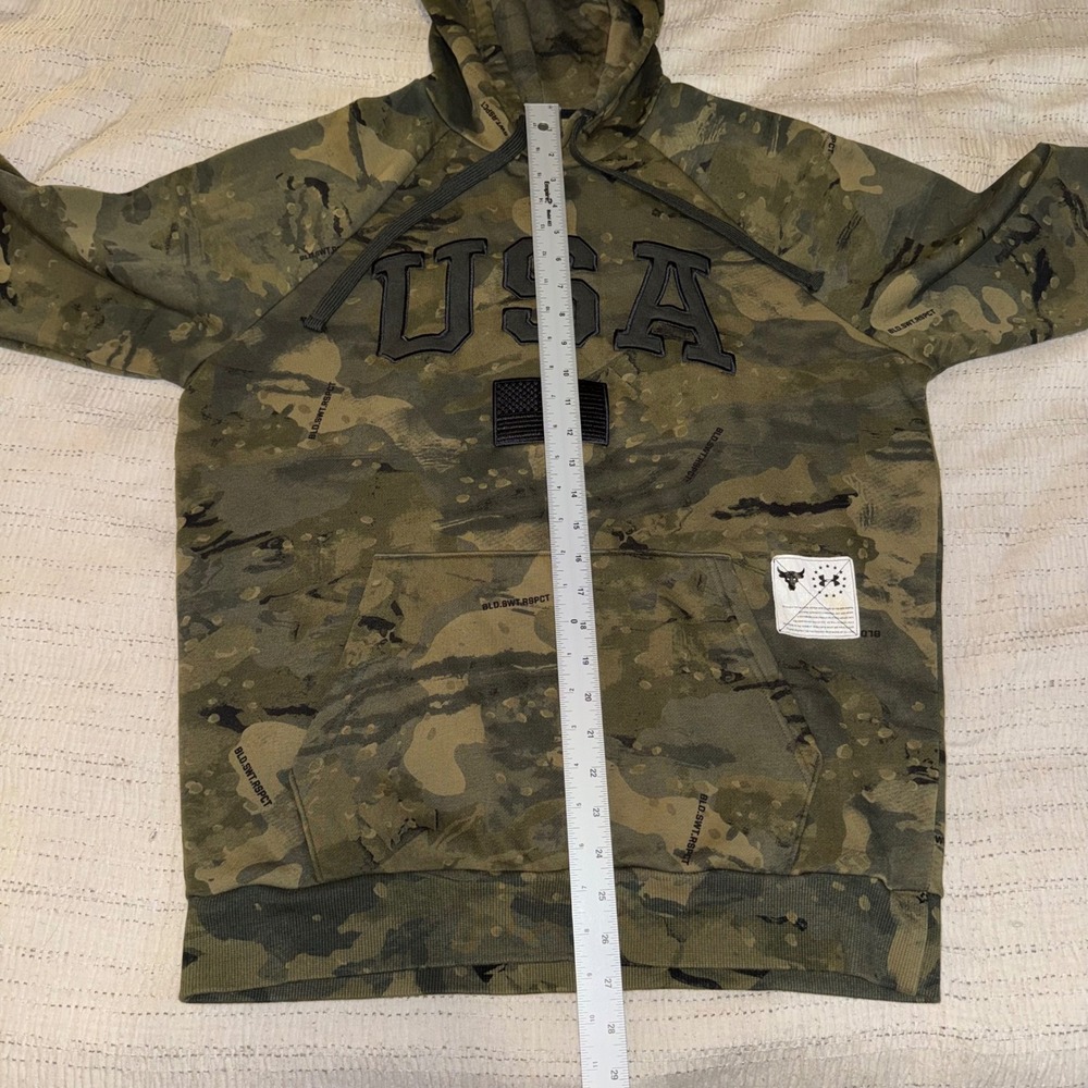 Under Armour Project Rock Mens USA Camo Hoodie Green ColdGear Medium J526-365 - Picture 6 of 8